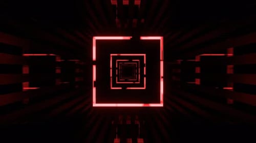 Light Red And Blue Square Cyber Corridor With Abstract Neon Glow Background Vj Loop In 4K