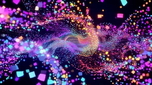 Abstract Motion Background of Colorful Glowing Particles and