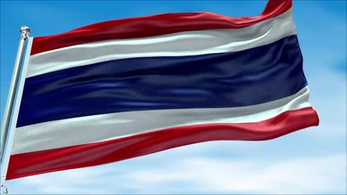 Thailand National Flag Waving in Realistic Loop