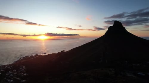 Aerial View of Lion's Head From Kloof Corner Hike at Sunset in Cape Town Western Cape South Africa