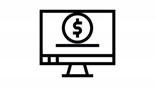 Modern Monitor with Dollar Sign Icon Reveal Animation