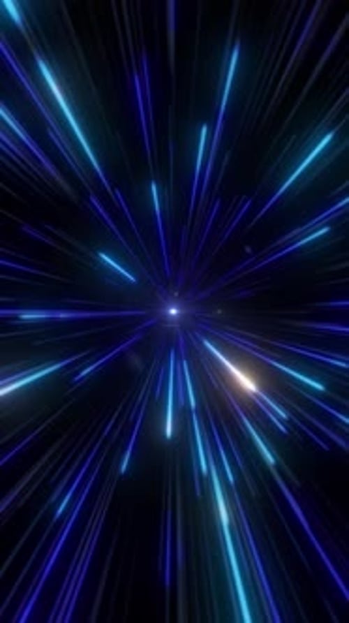 Vertical Neon Light Streaks Hyperspace Tunnel Background