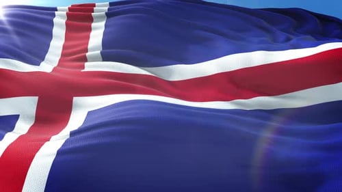 Realistic Iceland Flag Waving Seamless Loop