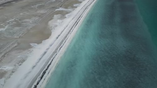 Lake Salda Shoreline and Turquoise Waters Seen From Above