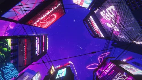 Rainy Cyberpunk Anime City Loop