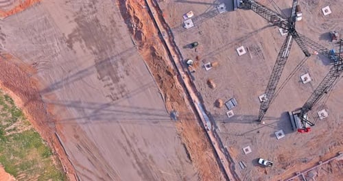 A View Panorama of the Construction Site Equipment That is Used in High Rise Building Projects with