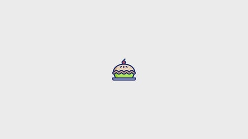 Animated Flat Design Pie Icon with Bouncing Movement
