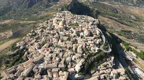 Aerial video of Italian Medieval village of Gerace, Calabria