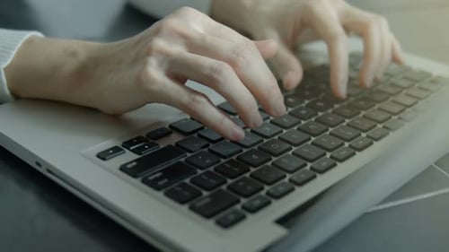 Woman Hands Use Laptop