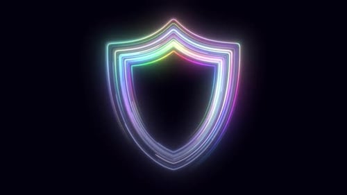 Neon Glowing Security Shield Icon Animation