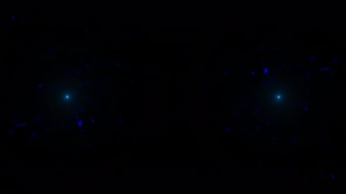 Abstract Blue Particles on Black Background and optical flares blue