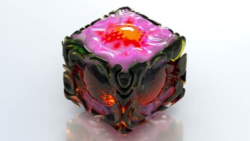 Abstract Rotating Organic Fluid Cube Animation