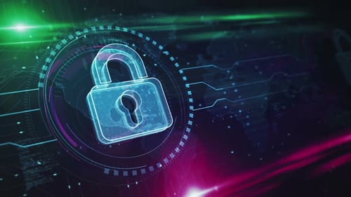 Cybersécurité et protection informatique numérique : concept numérique de boucle de symboles