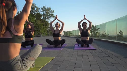 Women Doing Yoga Outdoors in Workout Clothes