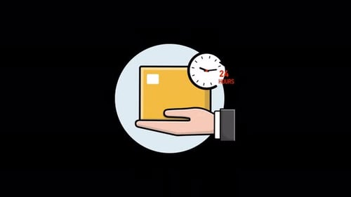Animated 24-Hour Express Delivery Service Icon