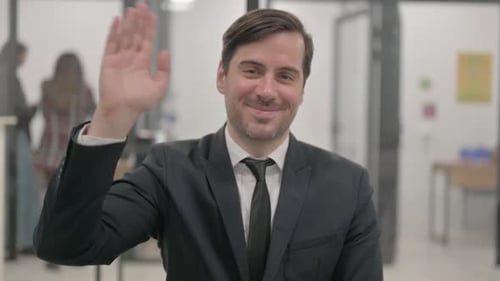 Mixed Race Man Leaving Office after Work