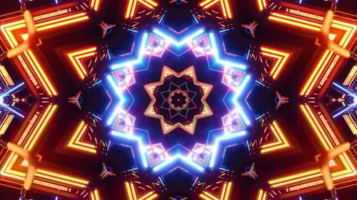 Animation of star with blue background. Kaleidoscope VJ loop