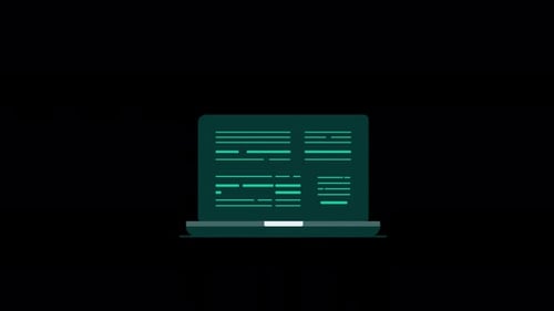 Vidéo d'animation sur le développement de logiciels et les langages de programmation sur ordinateur portable - Transparent