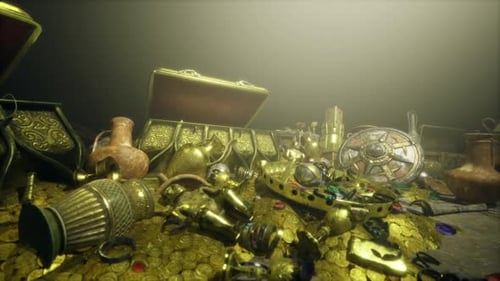 Assortiment aléatoire de pièces anciennes et de reliques historiques stockées ensemble