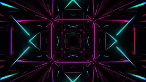 Cyan And Pink Neon Mirrored X Tunnel Background Vj Loop In 4K