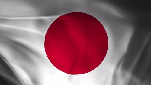 Waving Japanese Flag Realistic Animation Loop Background