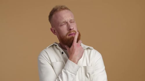 Man Thinking then Having an Idea Close Up