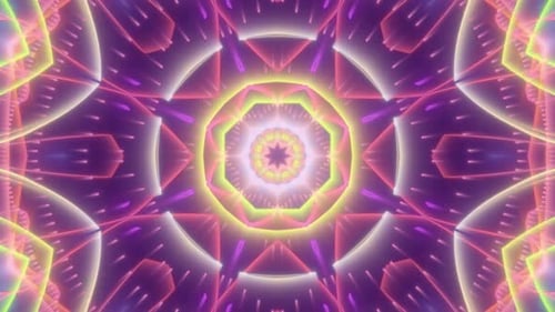 Vibrant Neon Kaleidoscope Abstract Pattern Loop