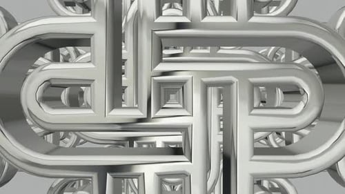 Background with a Tunnel of Silver Figures, Exclusive, Reflection, 3D Render, Shapes