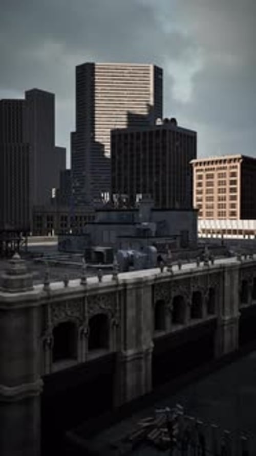 Urban Skyline View Showcasing Architectural Lines and Contrasting Shadows