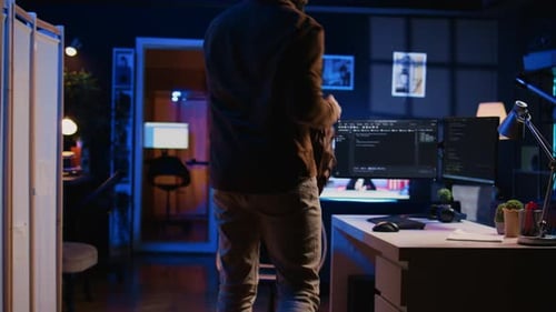 Self Employed IT Specialist Starting Job Shift in Apartment