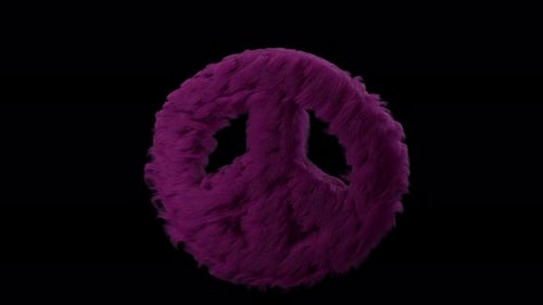 Abstract Purple Furry Peace Symbol Loop