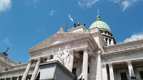 Historic neoclassical architecture of Argentina's National Congress in Buenos Aires