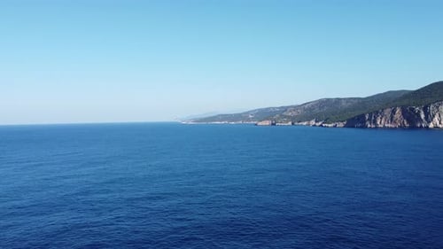 Aerial Approach Toward Olive Tree Over Kefalonia Coastline