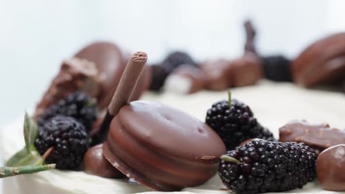 Appetizing Cake With Chocolate Rotating