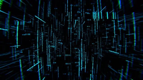 Blue And Pink Digital Space Neon Code Elements Background Vj Loop In 4K