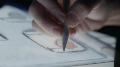 Hand Design on Digital Tablet with Stylus