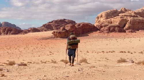 Male Person Treks In Wadi Rum Desert