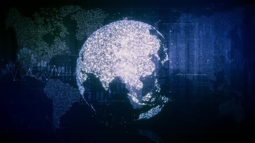 Global data matrix network world map 08