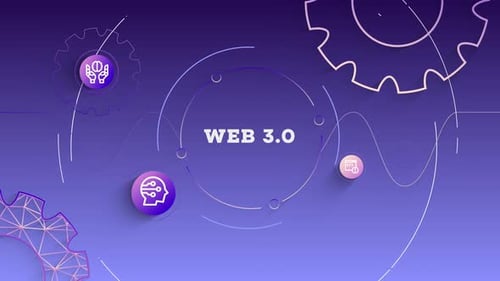 Infographie Web 3.0 Fond violet en boucle