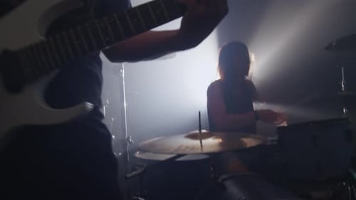 Guitar and Drums in Heavy Metal Rock Band,