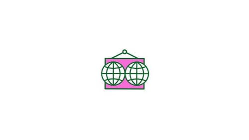 Flat Design Dual Globe Icon Animation for Global Connectivity