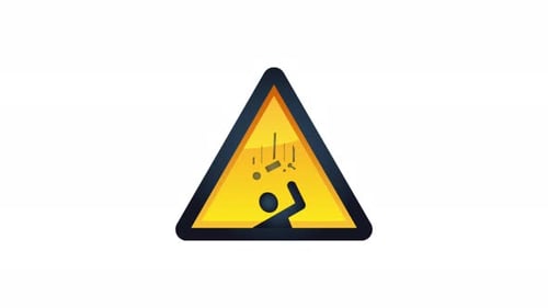 Falling Hazard Warning Sign Flat Design Animation