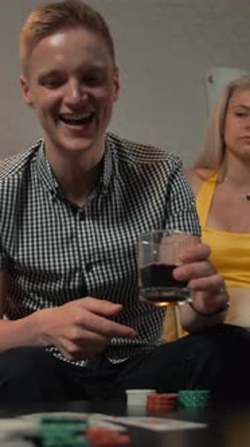 Two Friends Playing Cards at Home