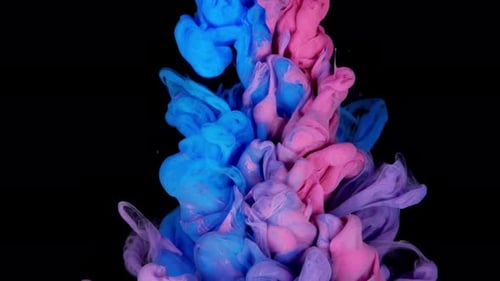 Colorful Ink Flowing and Mixing on Black Background