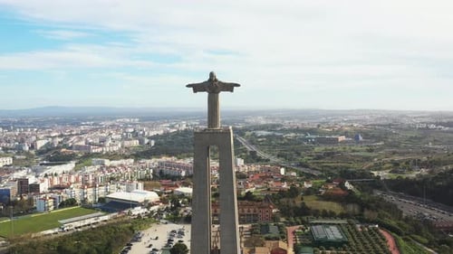 Aerial View of Sanctuary of Christ the King Lisbon