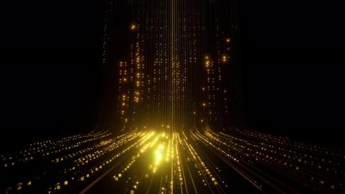 Futuristic Golden Data Stream Lines Background