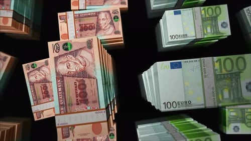 Euro and Guatemala quetzal money exchange loop