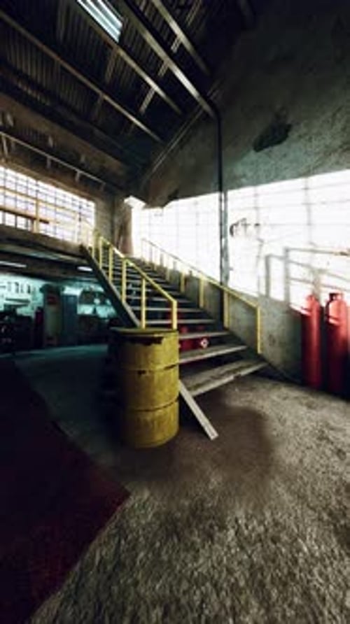 Fire Extinguisher in Large Building With Stairs