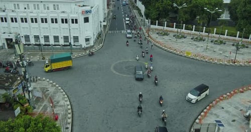 Yogyakarta, 12. März 2021, Luftaufnahme der Nullpunkt-Autobahnkreuzung in der Stadt Yogyakarta