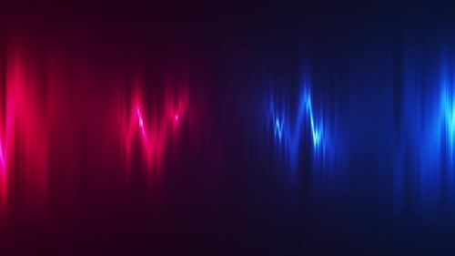 Abstrakter bunter Verlaufshintergrund mit vertikalen Lichtstreifen. Leuchtender neonblauer rosa Streifen